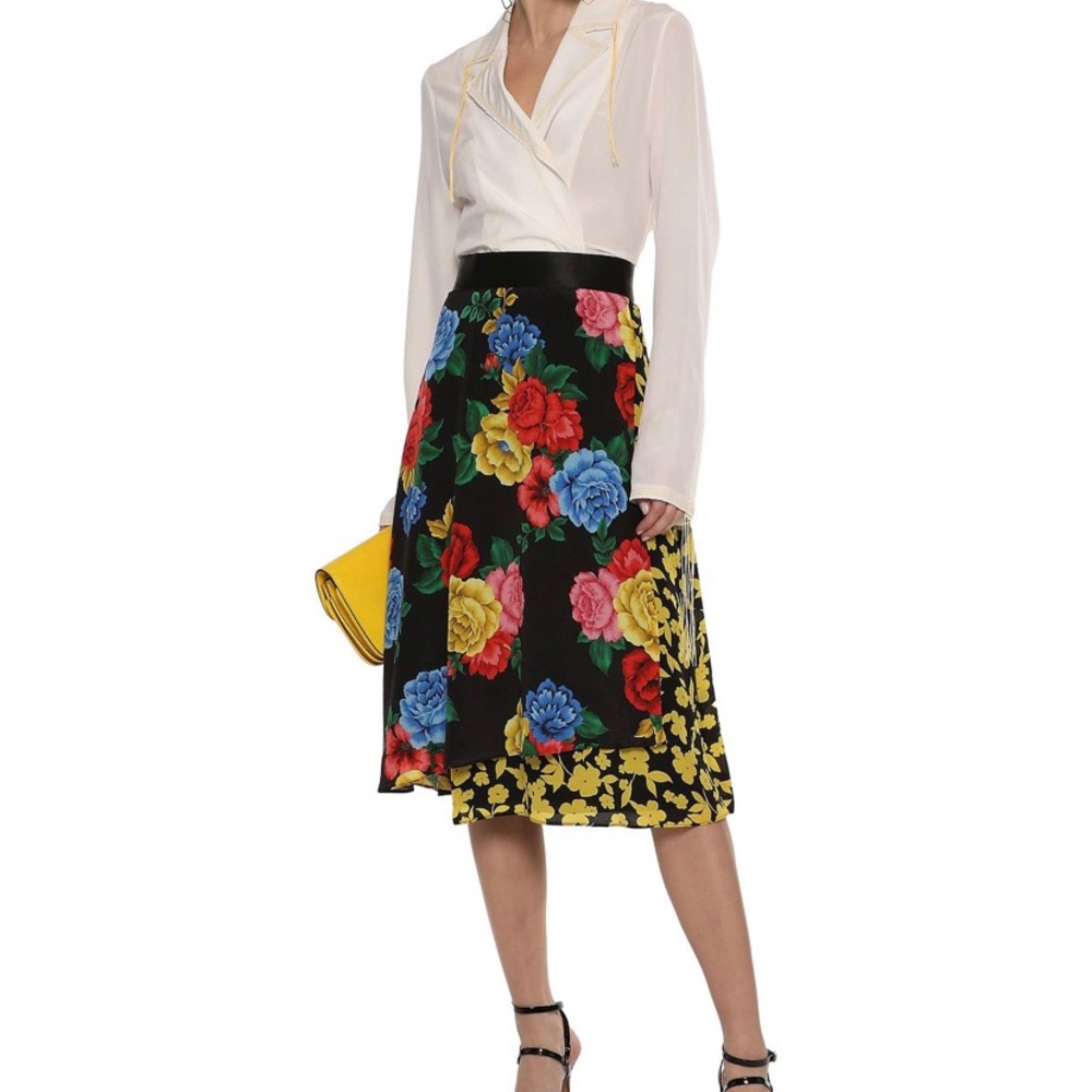 Alice + Olivia floral silk knee length skirt